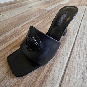 Versace Medusa Black Leather Mules Sandals Eur. 37.5